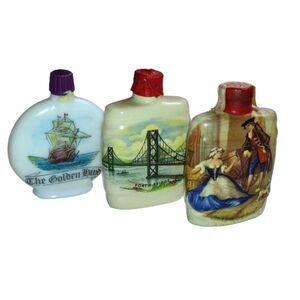 Three Small Ceramic Flasks Sealed Vintage